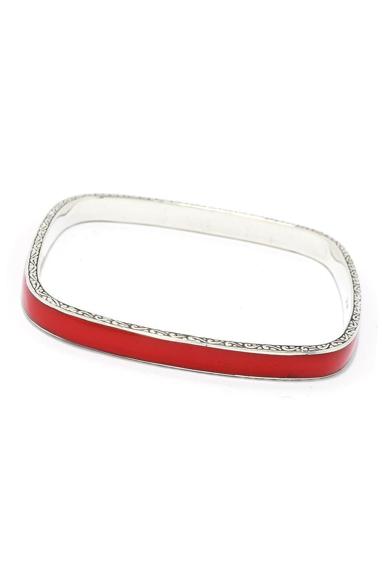 Abalone Shell Inlay Sterling Silver Bangle, Main, color, RED
