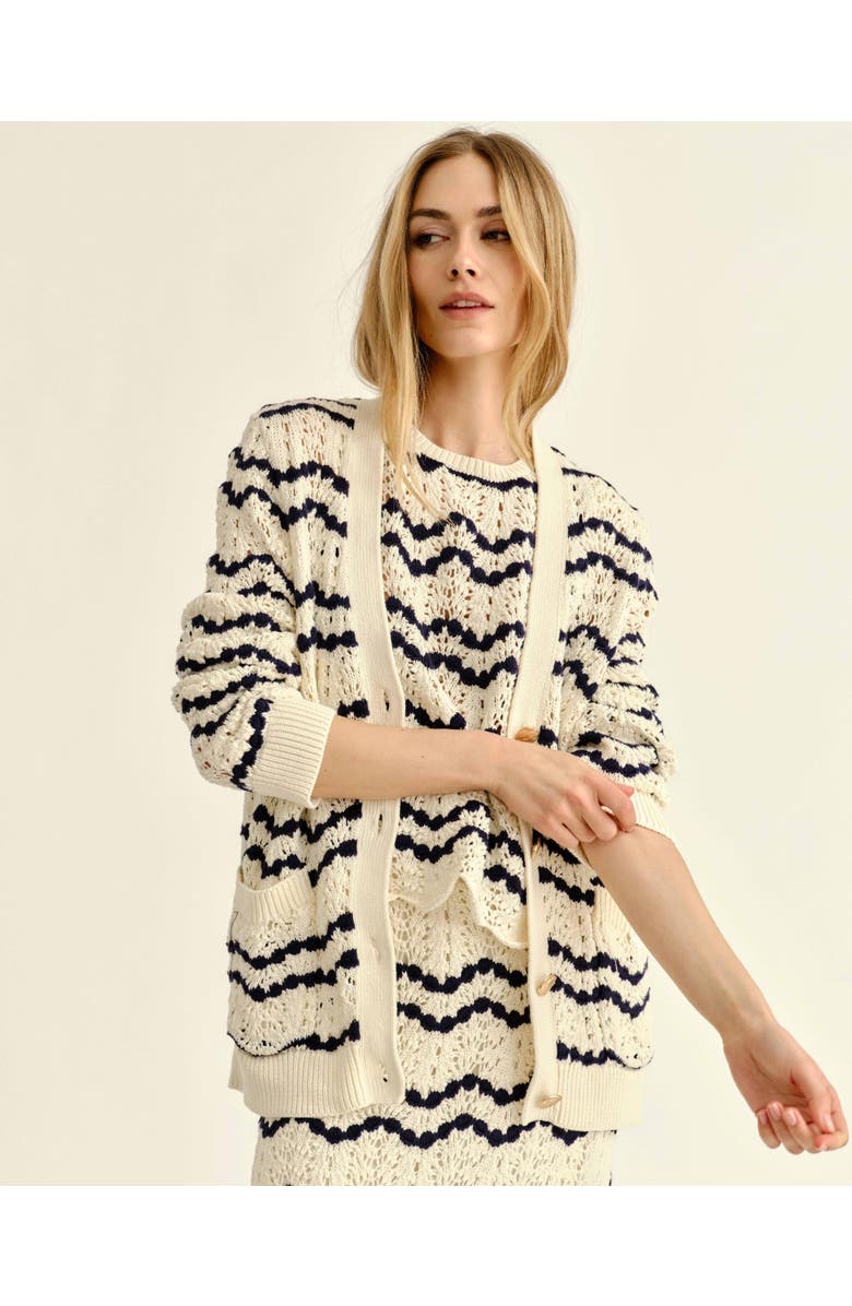 Cartolina Hadwen Pointelle Cardigan, Alternate, color, Blue