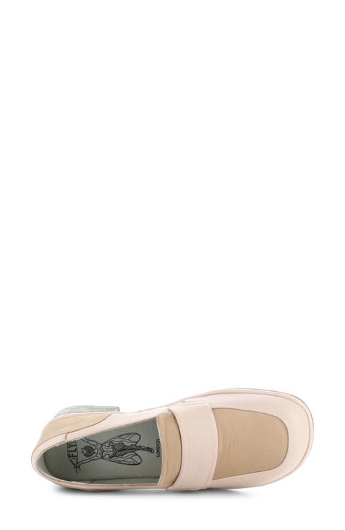 Fly London Elam Block Heel Loafer In Nude Pink