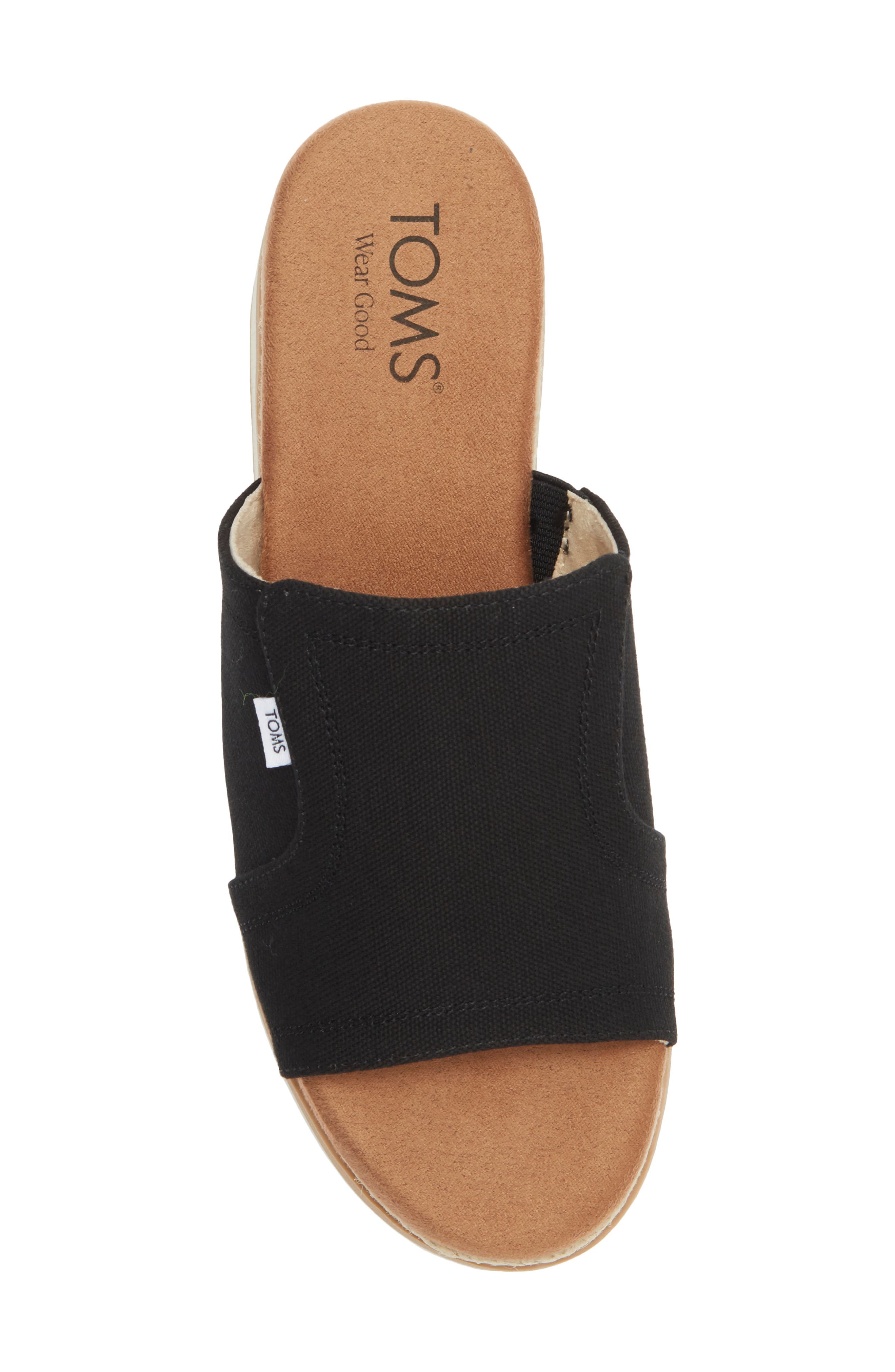 TOMS Naia Platform Wedge Espadrille Slide Sandal, Alternate, color, Black