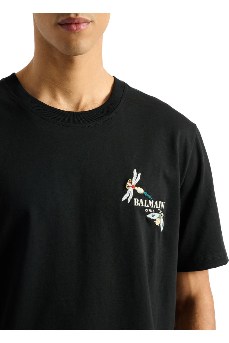 Embroidered Balmain Insect T-shirt, Alternate, color, black