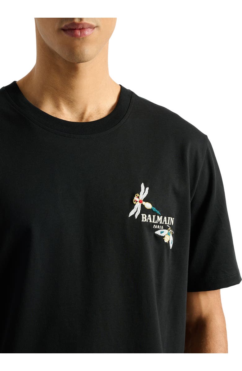 Balmain Embroidered Balmain Insect T-shirt, Alternate, color, Black