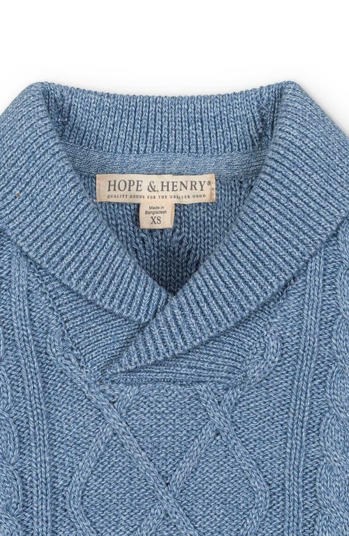 Hope & Henry Kids' Organic Long Sleeve Shawl Collar Cable Sweater In Blue
