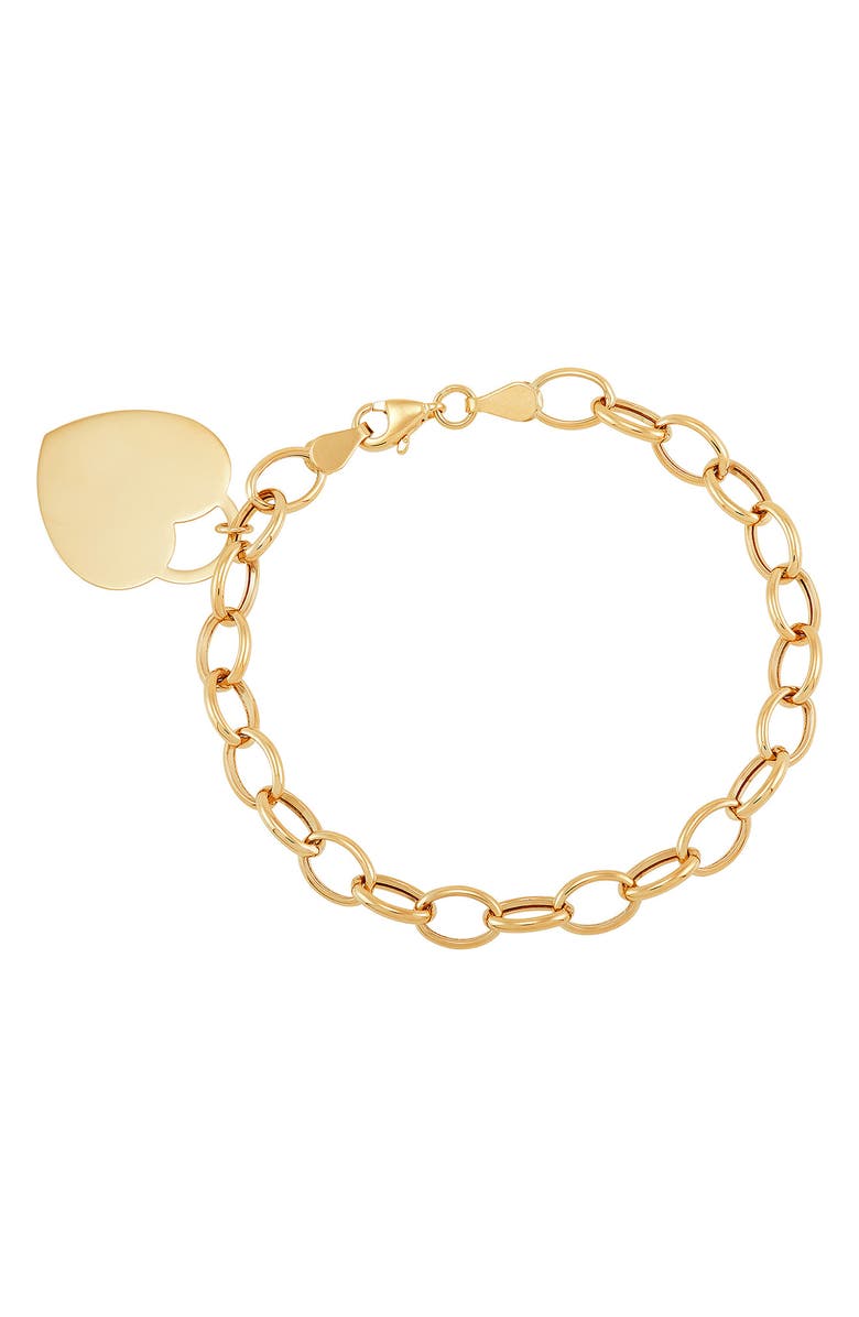 Frankie & Zoe Heart Charm Bracelet, Main, color, Yellow Gold
