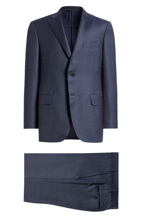 Siena Regular Fit Denim Effect Wool Suit (Regular & Big)