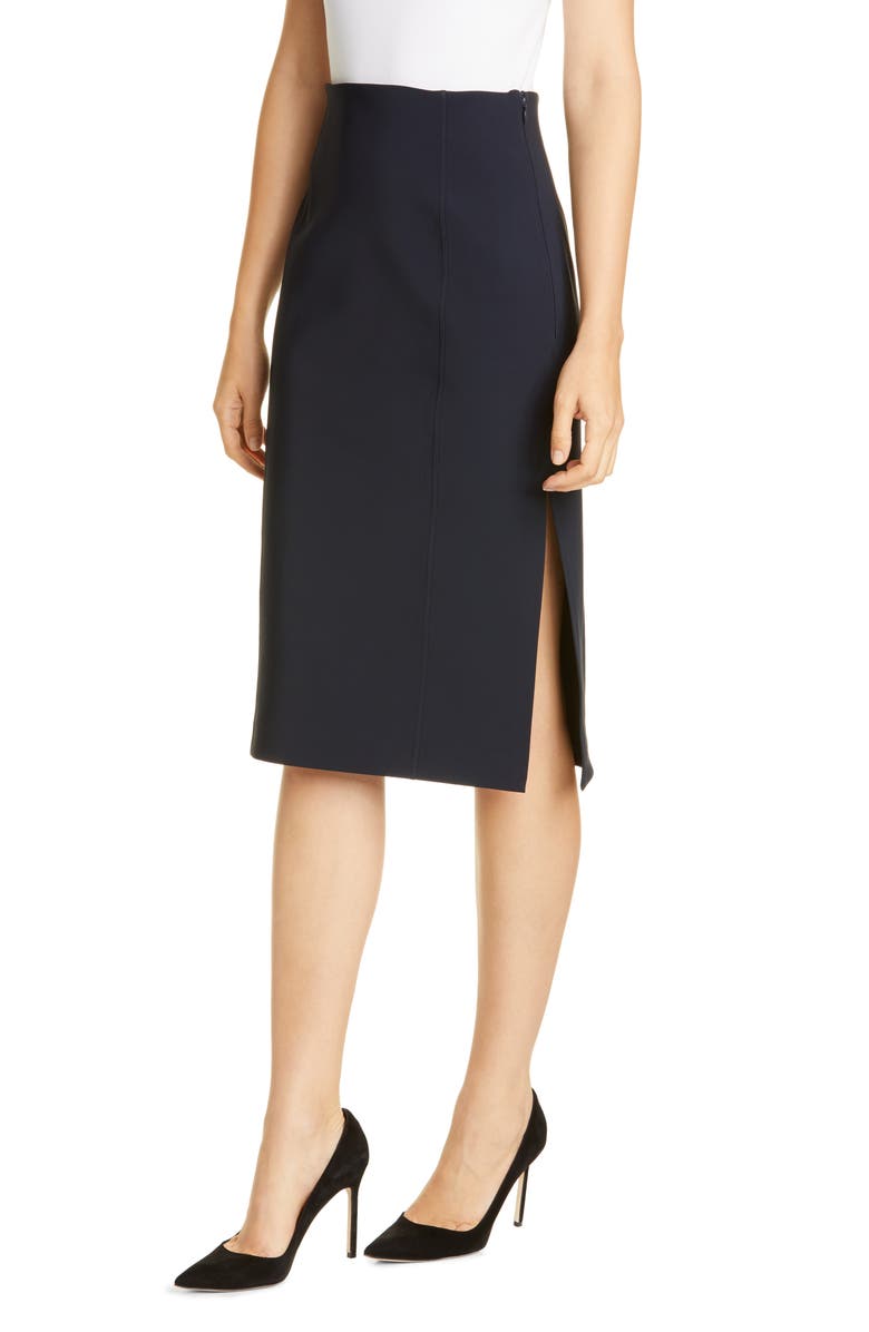 Adam Lippes Side Slit Bonded Neoprene Pencil Skirt, Main, color, 