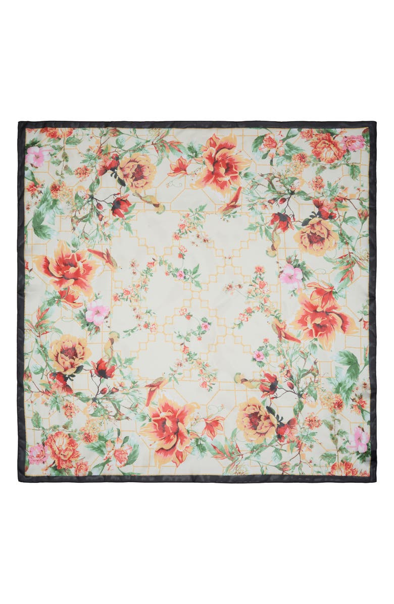 Vince Camuto Botanical Satin Square Scarf, Alternate, color, Ivory Multi