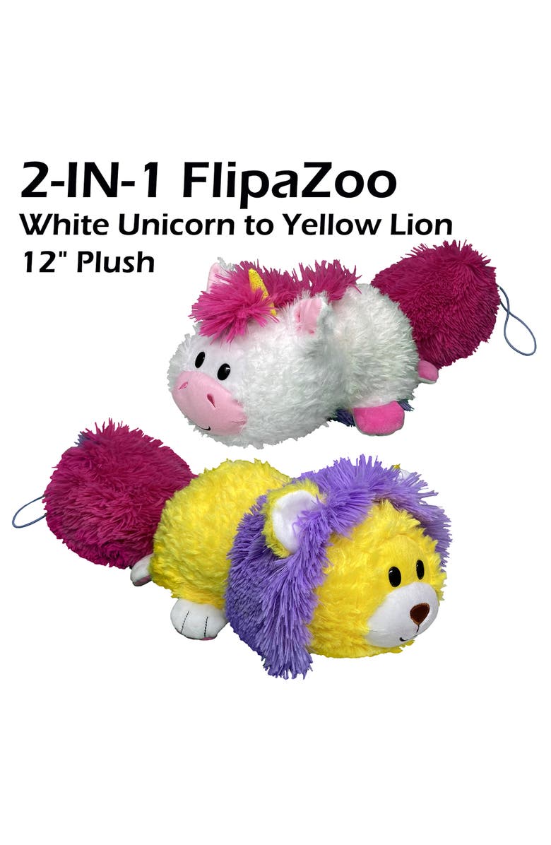 FlipaZoo Magic Tails White Unicorn To Yellow Lion 2 In 1 Animal Plush, Alternate, color, Multicolored