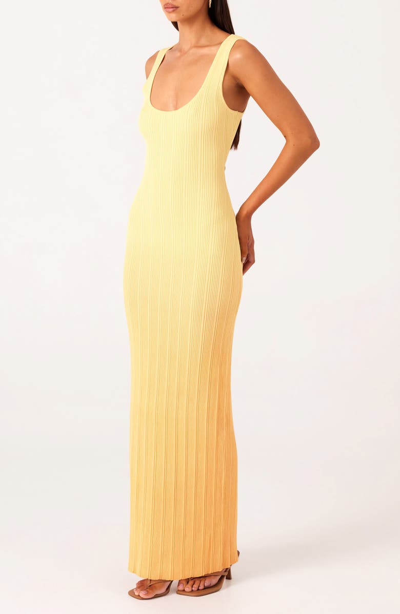 SNDYS Odessa Ombré Variegated Rib Cody-Con Maxi Dress, Alternate, color, Mango Ombre