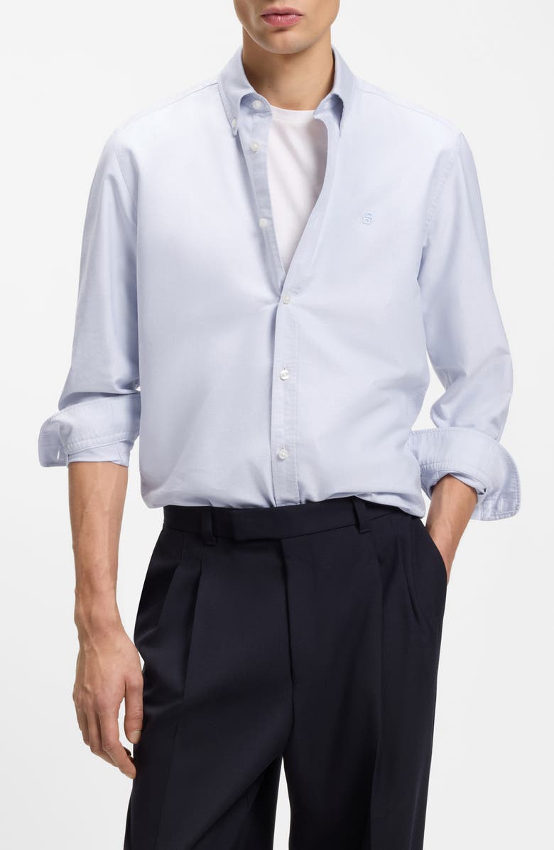 BOSS Liam Cotton Button-Up Shirt, Main, color, Light/ Pastel Purple