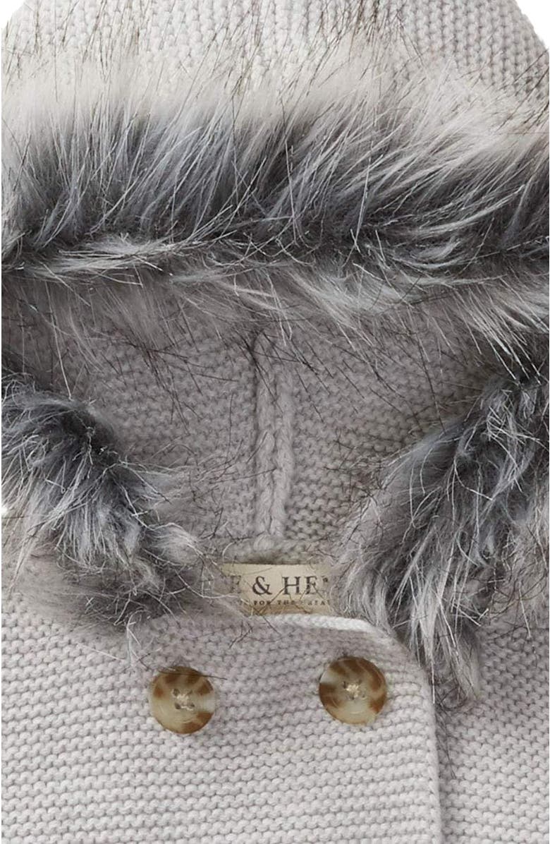 Hope & Henry Baby Faux Fur Hooded Sweater Set, Alternate, color, Gray With Gray Faux Fur