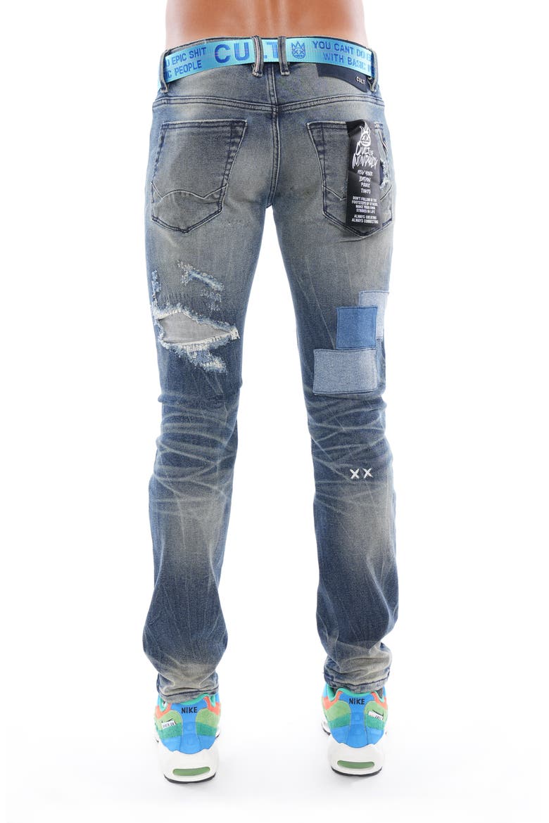 Rocker Slim Belted Straight Leg Jeans, Alternate, color, DELFT