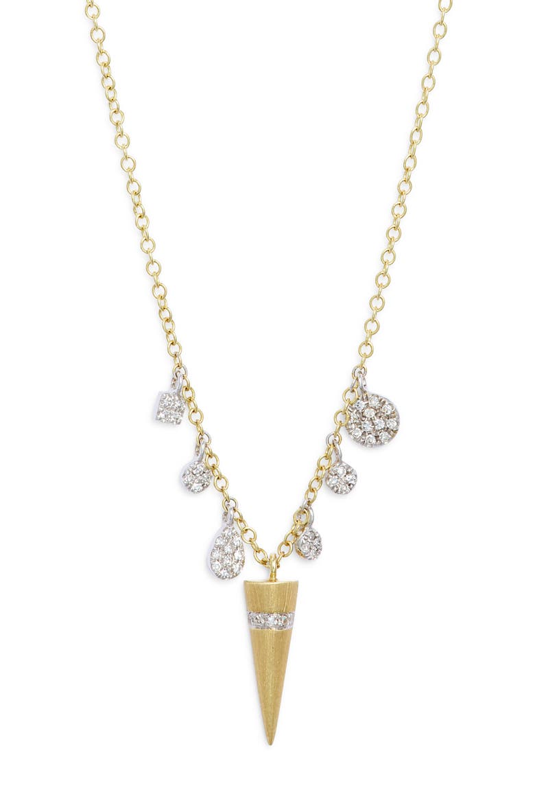 14k Gold Diamond Spike Charm Necklace, Main, color, YELLOW GOLD