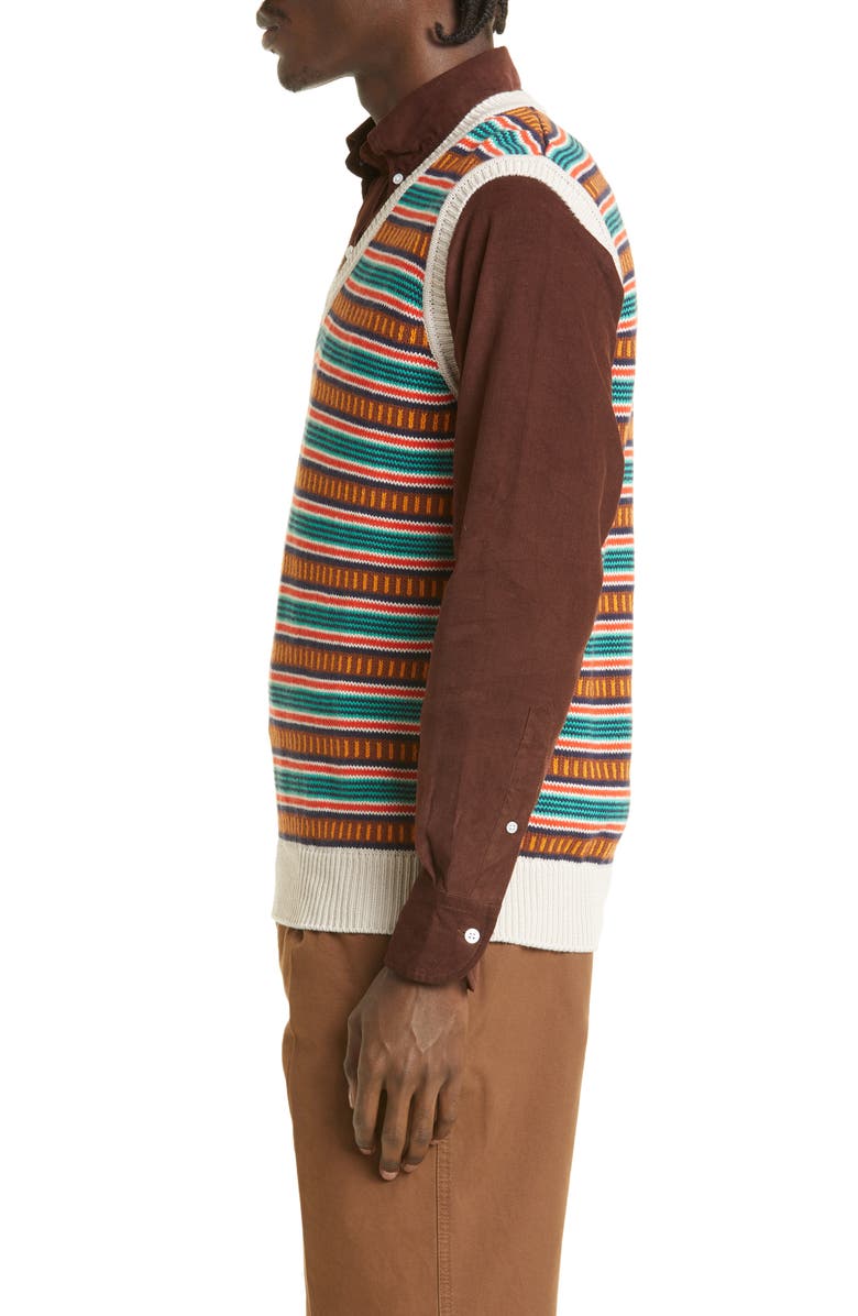 Drake's Stripe Cotton & Cashmere Sweater Vest, Alternate, color,