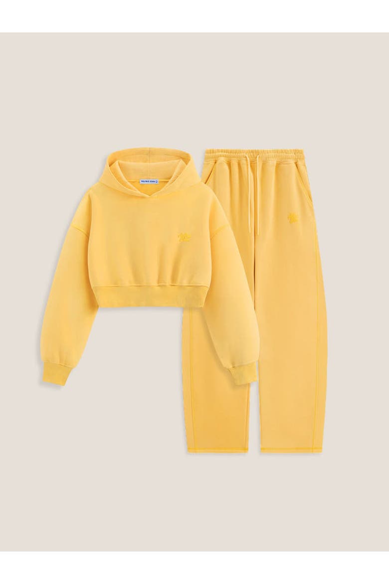 AELFRIC EDEN Cloud Essential Fleece Cropped Pullover Hoodie Set