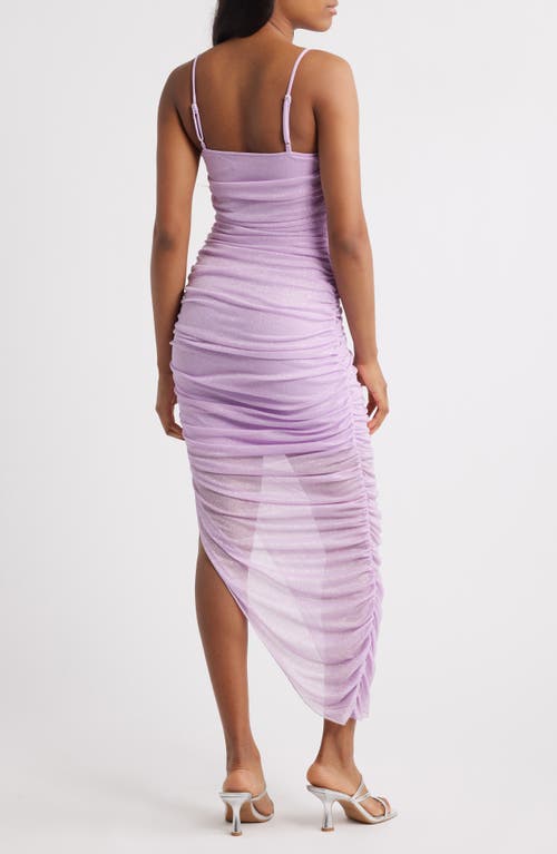 Jump Apparel Glitter Matte Ruched Jersey Dress In Lilac