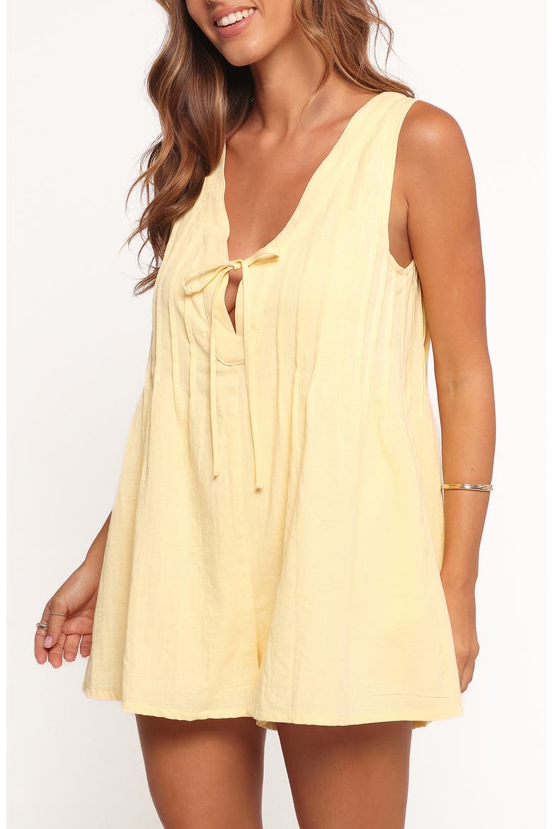 Sleeveless Cotton Tie Front Romper, Alternate, color, BUTTER YELLOW