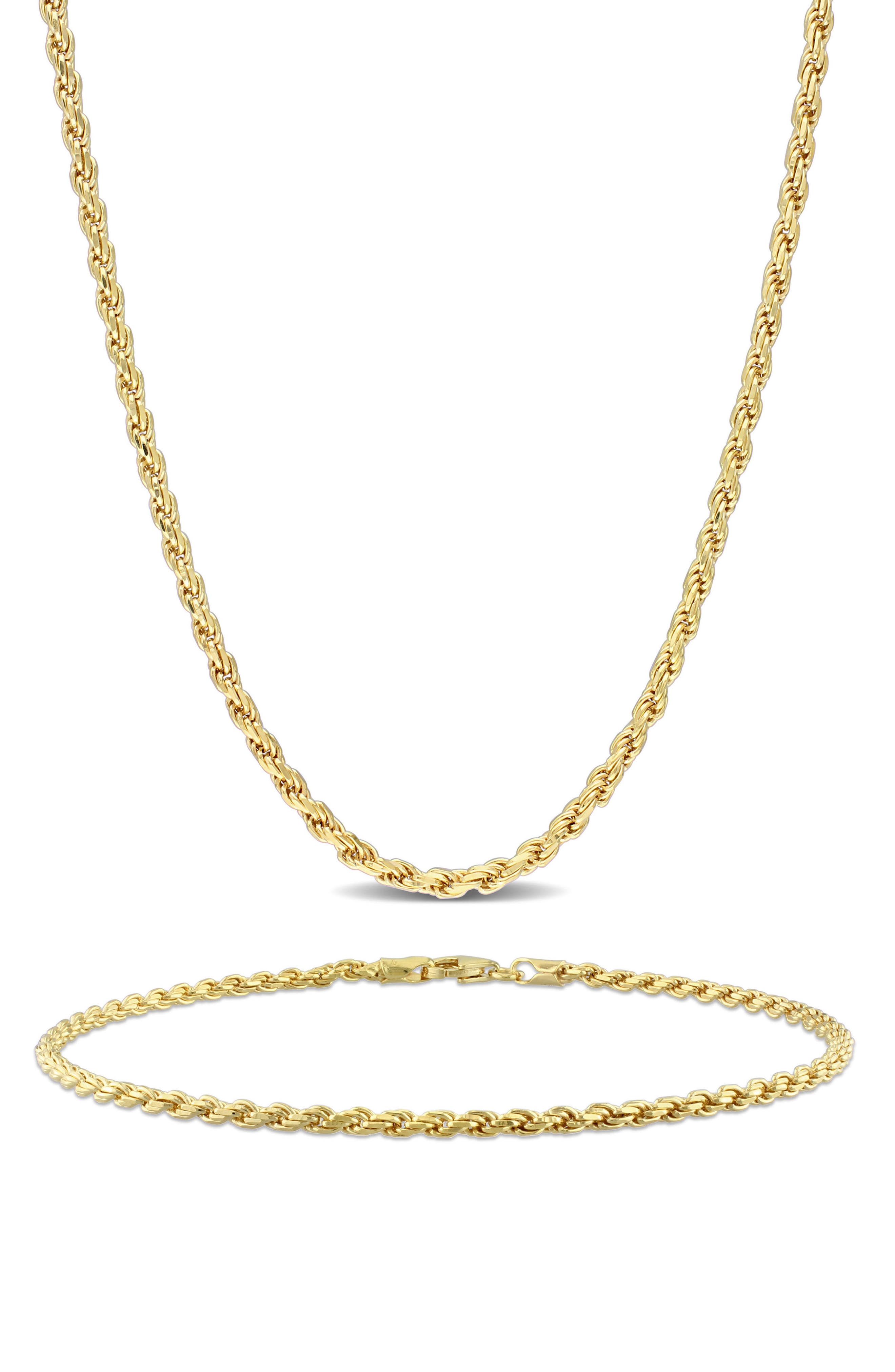 DELMAR Men's Rope Chain Necklace & Bracelet Set