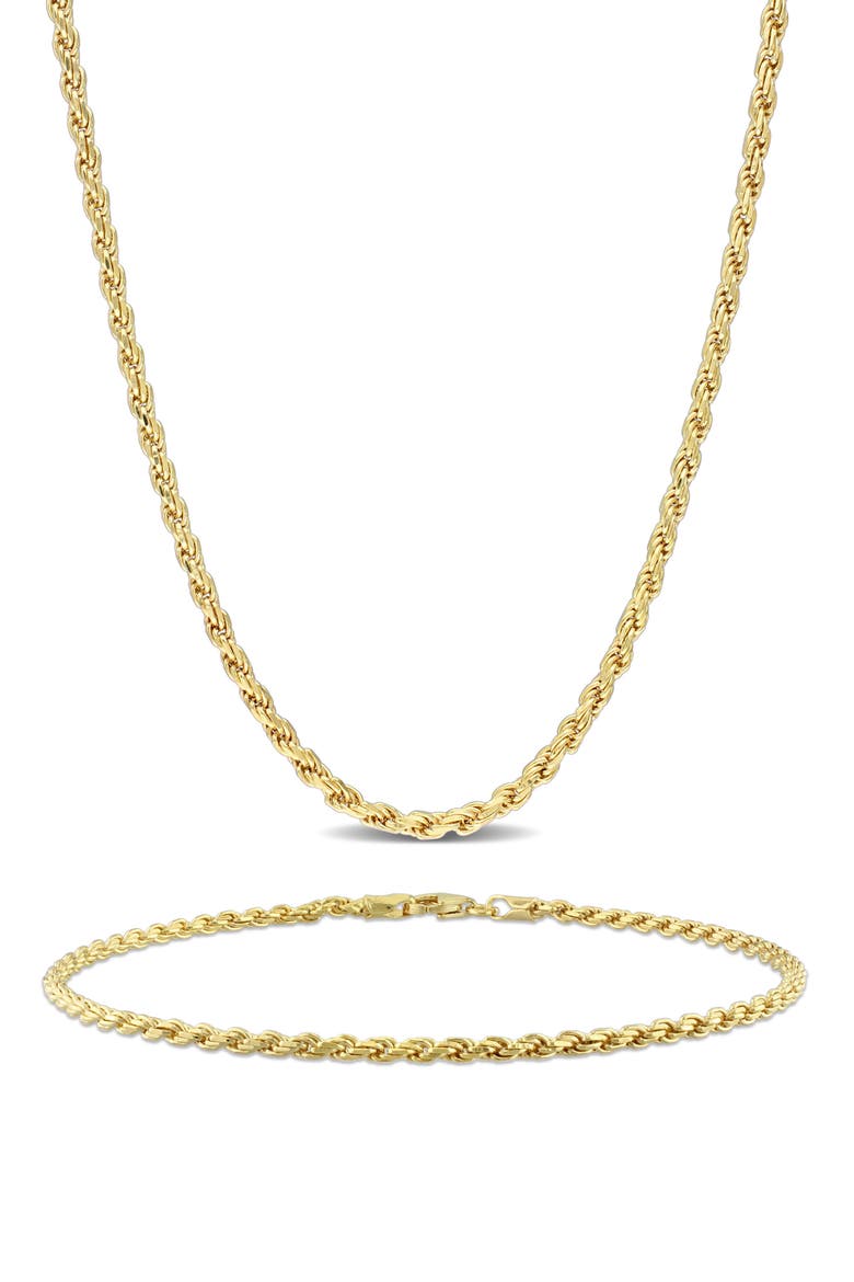 Men's Rope Chain Necklace & Bracelet Set, Main, color, YELLOW