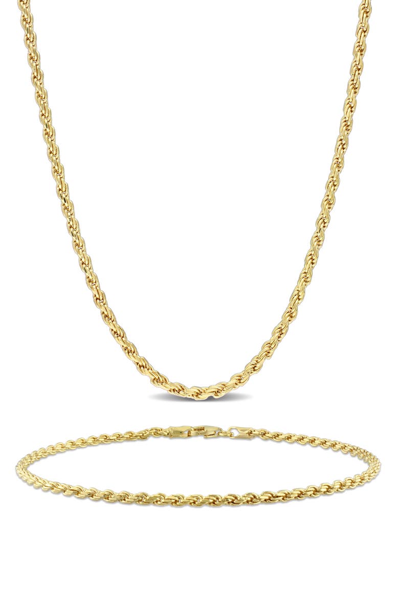DELMAR Men's Rope Chain Necklace & Bracelet Set, Main, color, Gold