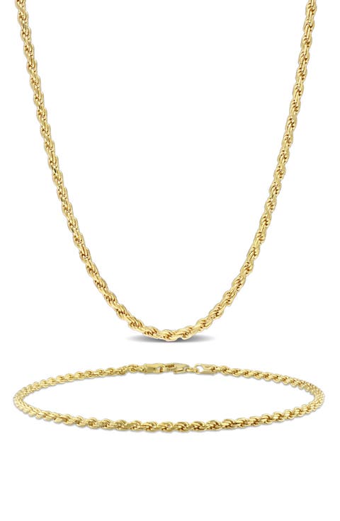 Men's Rope Chain Necklace & Bracelet Set