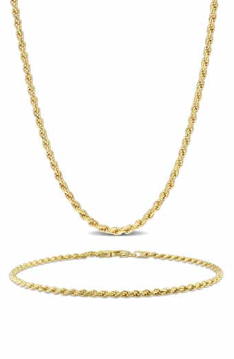 DELMAR Men's Rope Chain Necklace & Bracelet Set