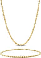 DELMAR Men's Rope Chain Necklace & Bracelet Set