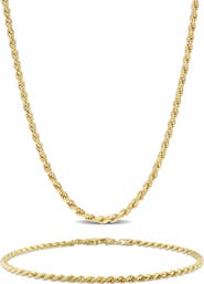 DELMAR Men's Rope Chain Necklace & Bracelet Set