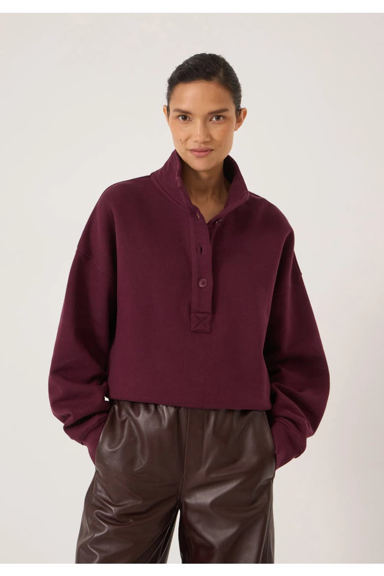 Hendrix Half Placket Sweatshirt, Alternate, color, Burgundy Red