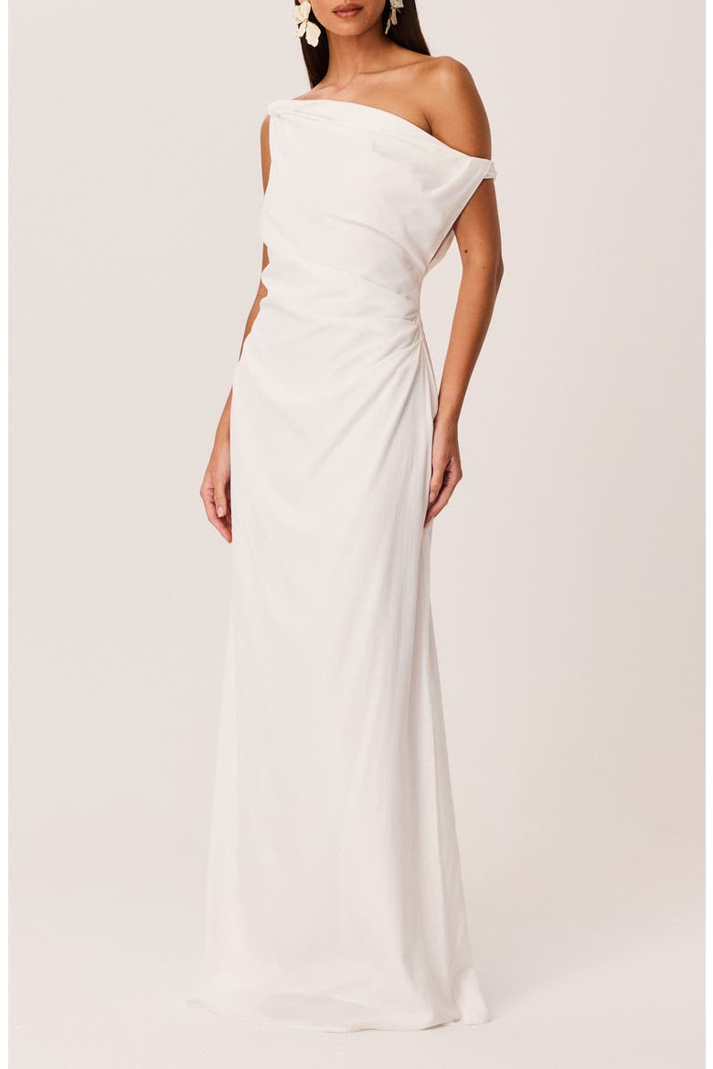 Clemence Off the Shoulder Maxi Dress, Alternate, color, WHITE