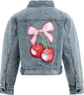 Lola + The Boys Crystal Cherry Bow Denim Jacket