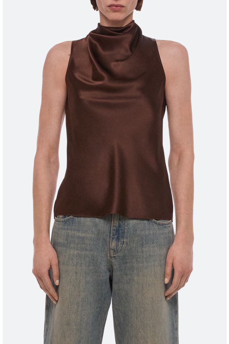 Silk Satin Draped Tank, Main, color, SERRA