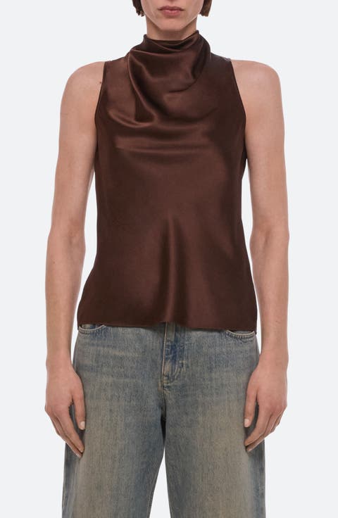 Silk Satin Draped Tank