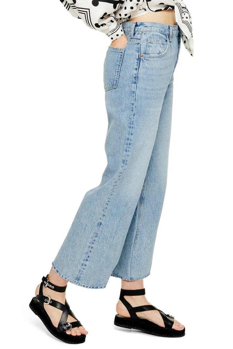 Wide Leg Crop Jeans, Alternate, color, BLEACH