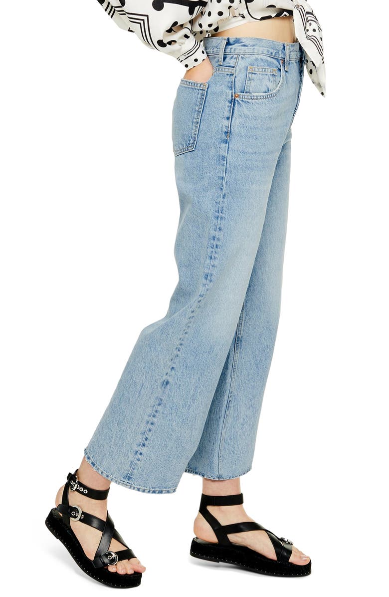Topshop Wide Leg Crop Jeans, Alternate, color,