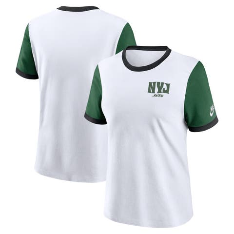 Women's Nike White New York Jets Rewind Ringer Tri-Blend T-Shirt