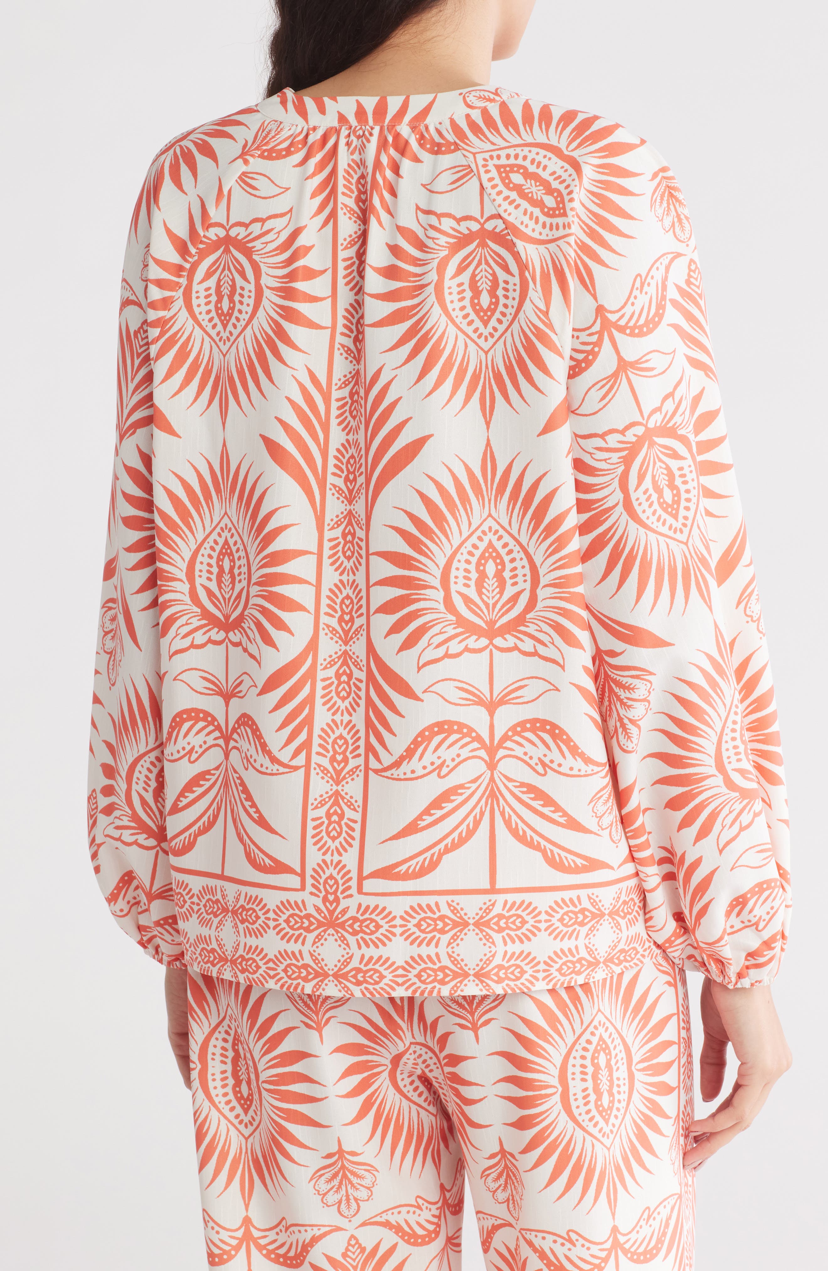 Boarder Print Tie Neck Top - image 2
