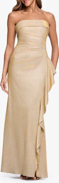 Xscape Evenings Galaxy Glitter Strapless Ruffle Gown