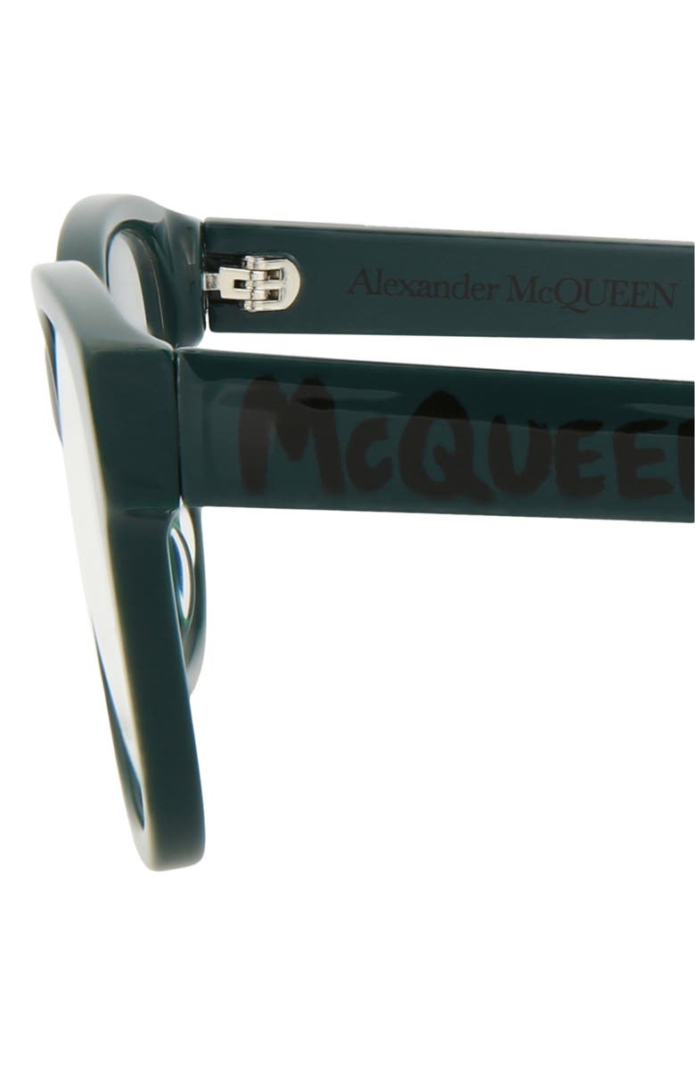 McQueen 52mm Rectangular Optical Glasses, Alternate, color, Green Green Transparent