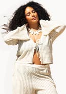 FASHION-SZN CURVE Curve Crochet Tie Front Resort Top