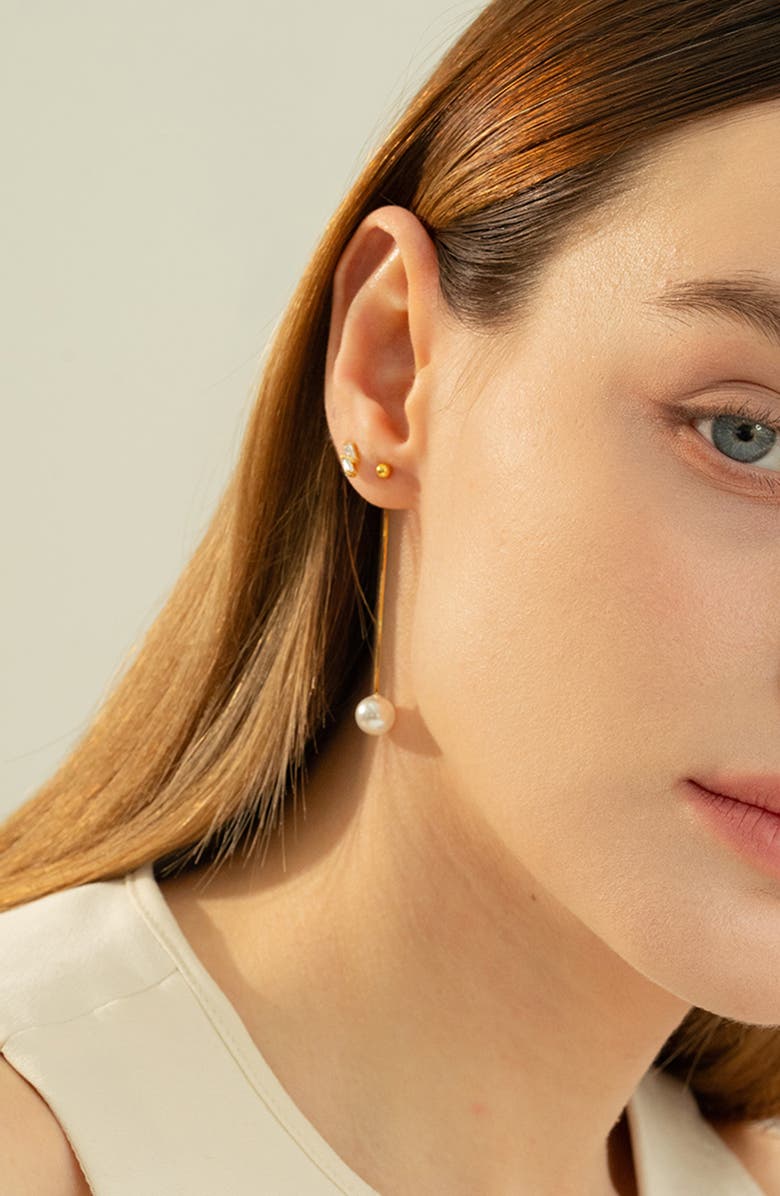 Bearfruit Jewelry 14k Gold Plated Dangled Pearl Earrings Holiday Gift Idea, Alternate, color,