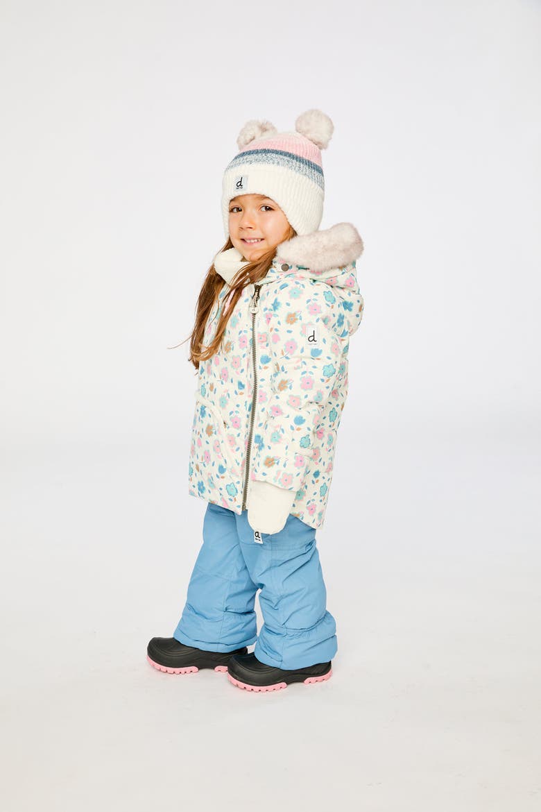 Floral Two Piece Coat Pants & Neckwarmer Snowsuit, Alternate, color, White with Floral Print