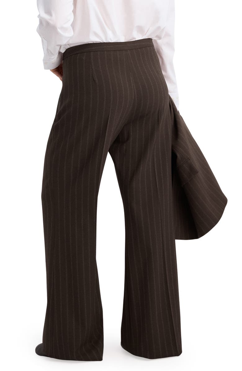 MANGO Pinstripe Pants, Alternate, color, Brown