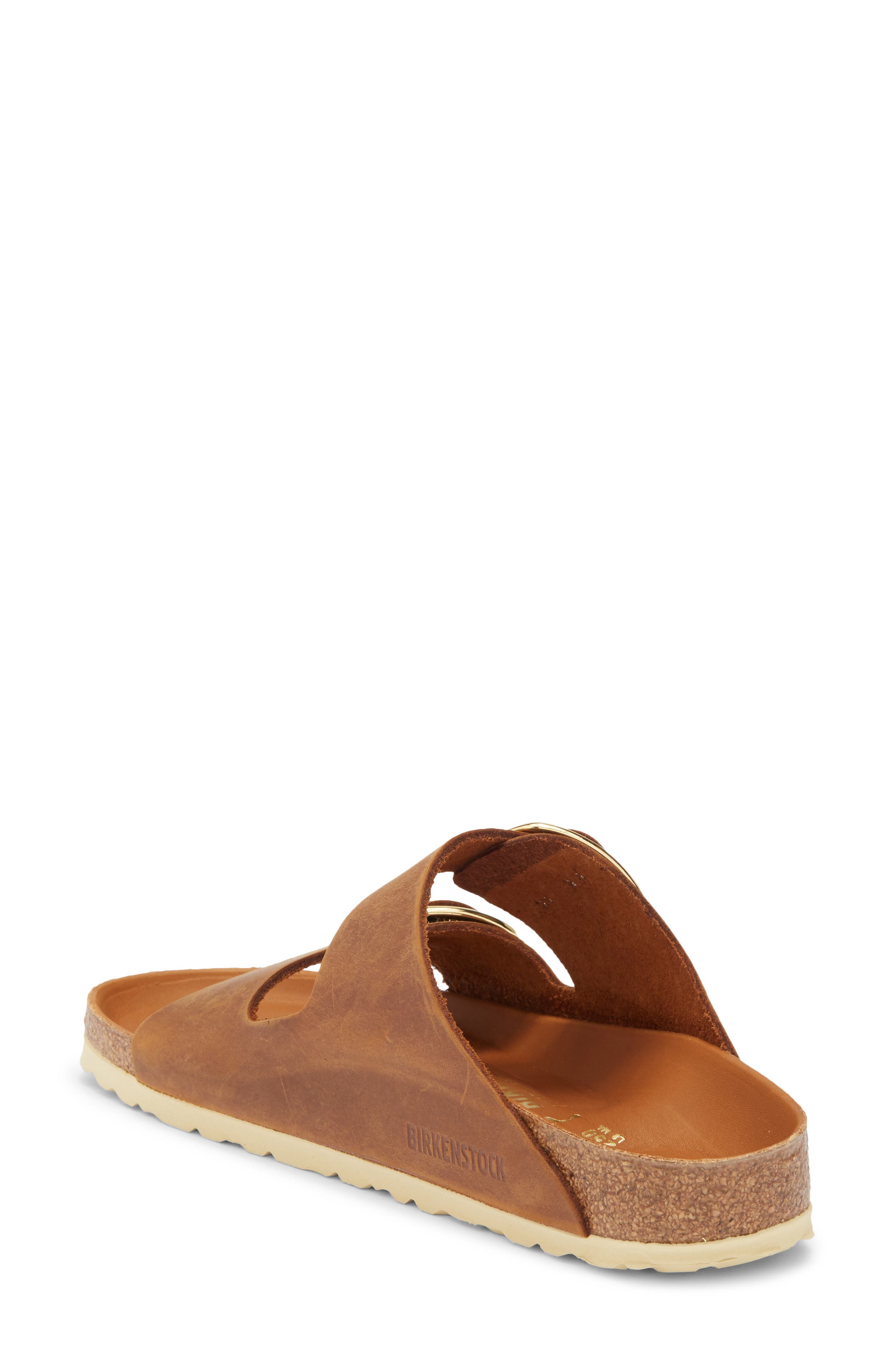 Arizona Big Buckle Slide Sandal, Alternate, color, ANTIQUE COGNAC OILED LEATHER