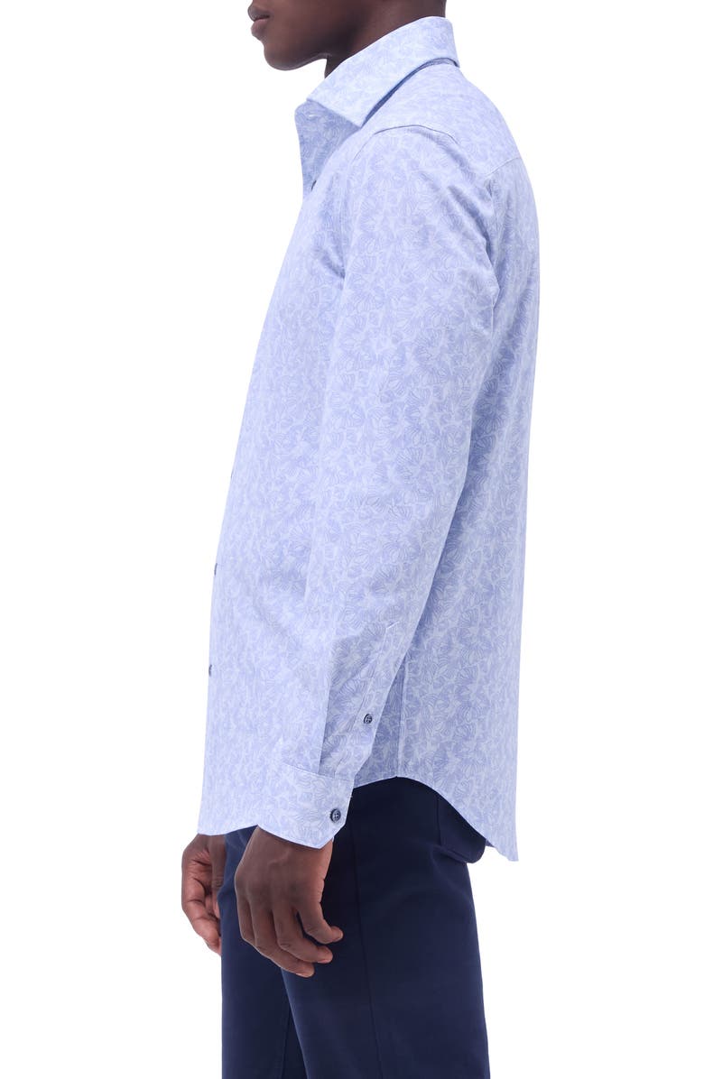 Bugatchi Devon OoohCotton<sup>®</sup> Floral Button-Up Shirt, Alternate, color, Air Blue