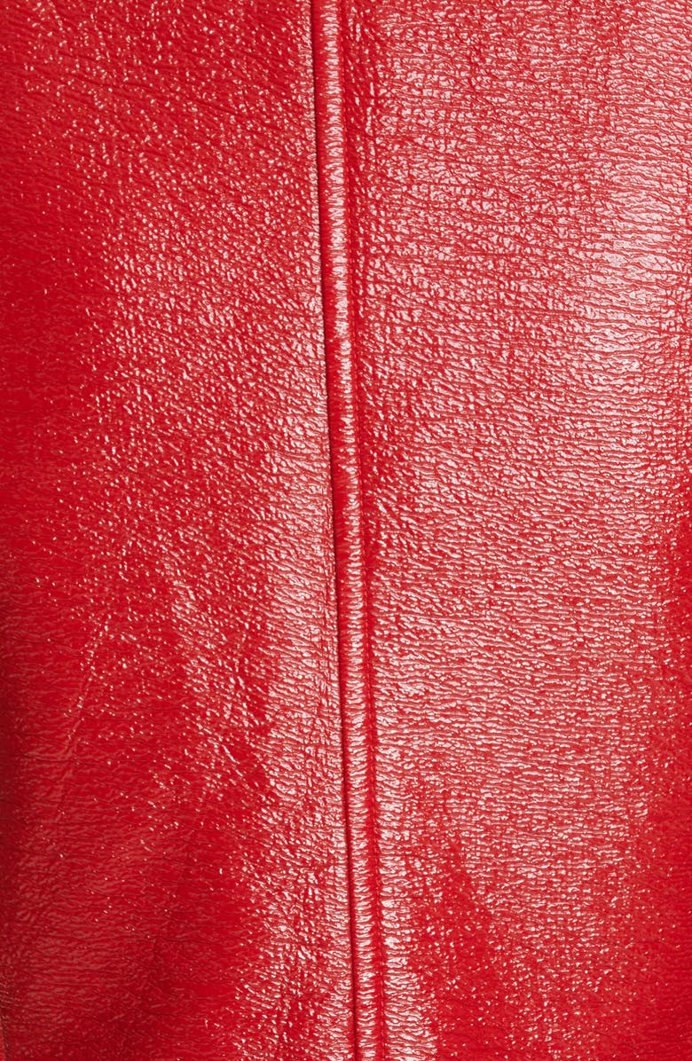 Courrèges Logo Patch Coated Stretch Cotton Crop Jacket, Alternate, color, Groseille