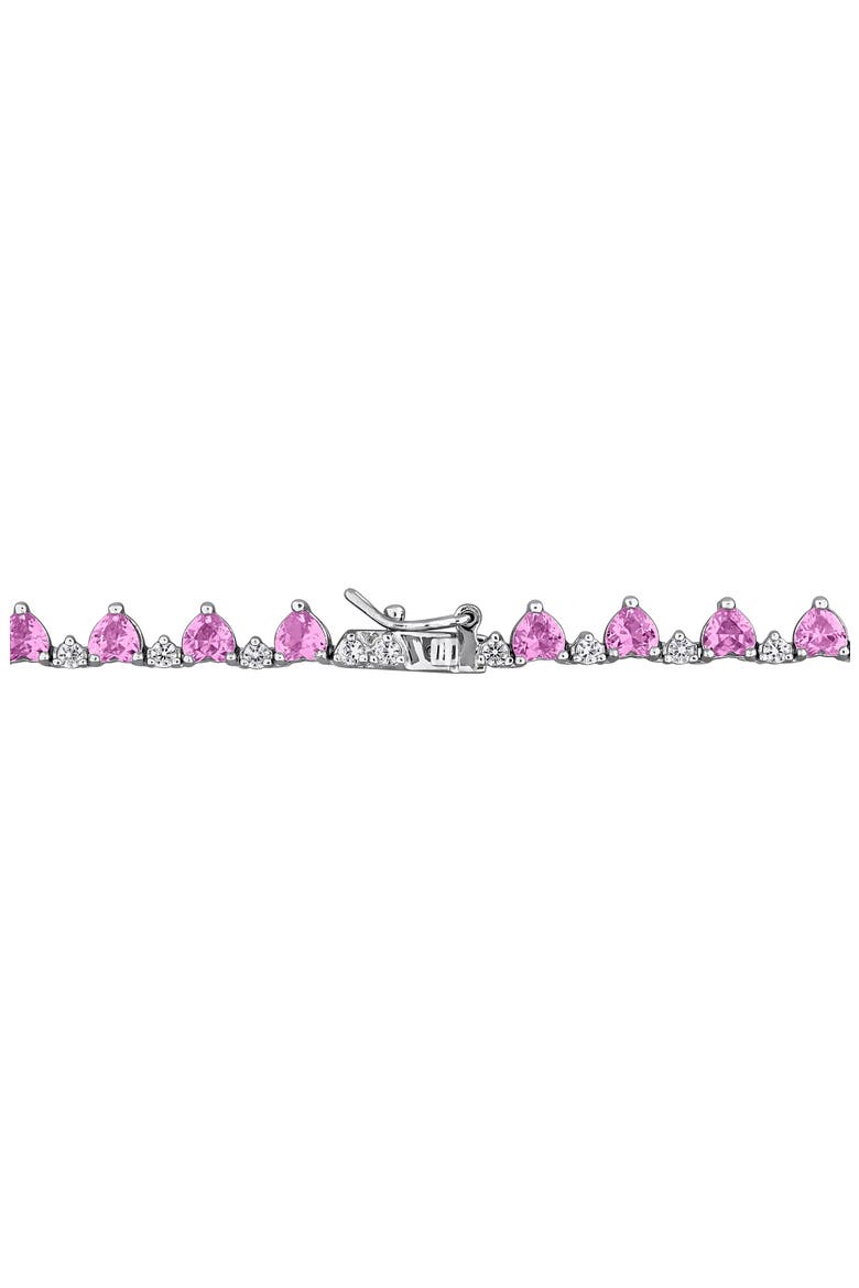 Heart Created Sapphire Necklace, Alternate, color, PINK