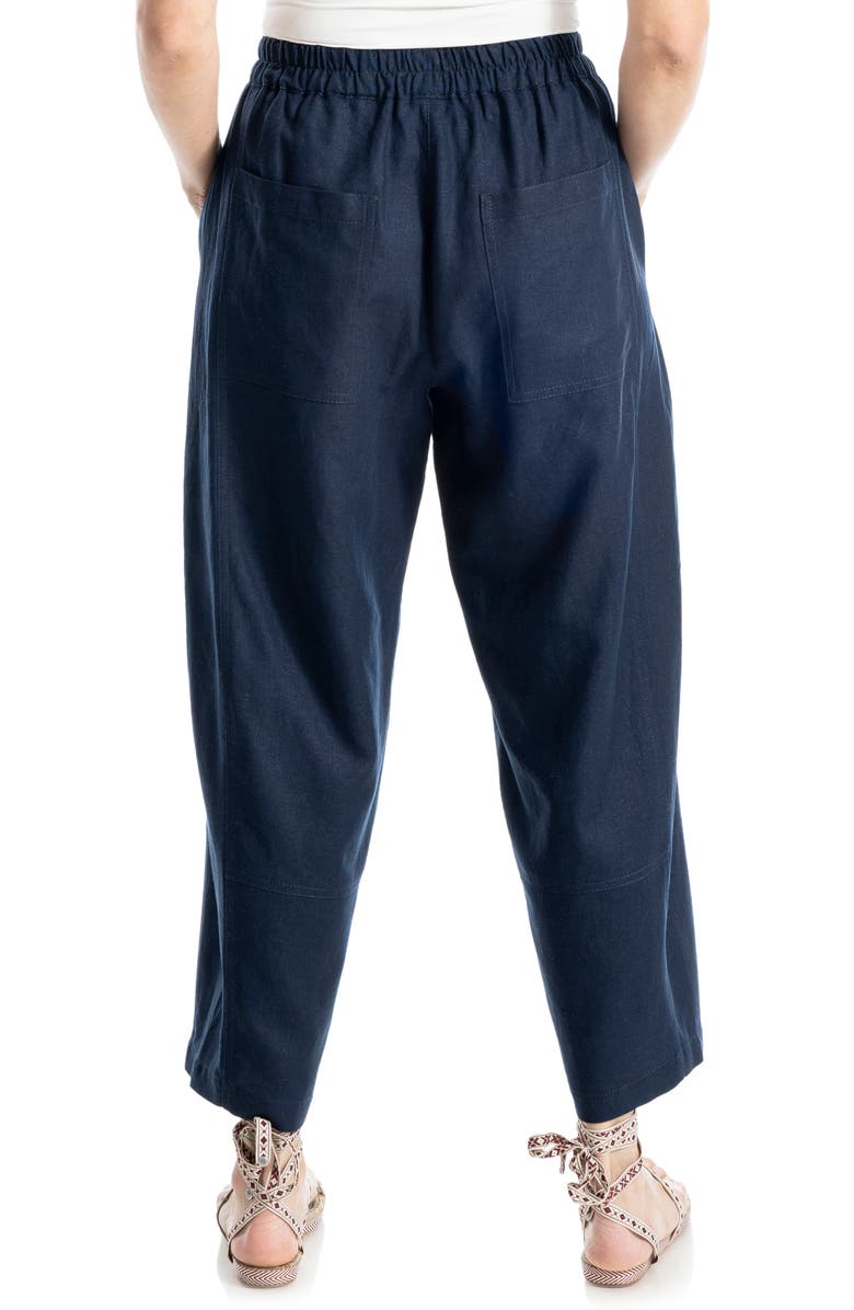 MAX STUDIO Crop Linen Blend Barrel Leg Pants, Alternate, color, Navy5545-Navy-55L/ 45R