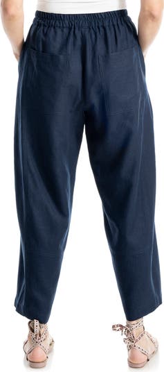 Crop Linen Blend Barrel Leg Pants