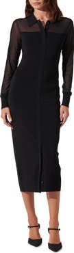 ASTR the Label Mesh Yoke Long Sleeve Shirtdress